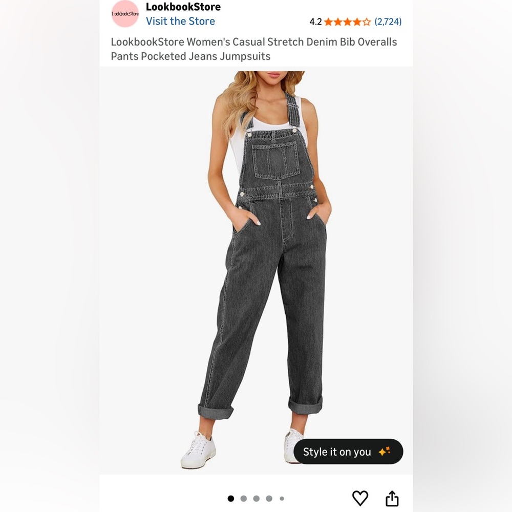 Amazon Women's Charcoal Denim Overalls